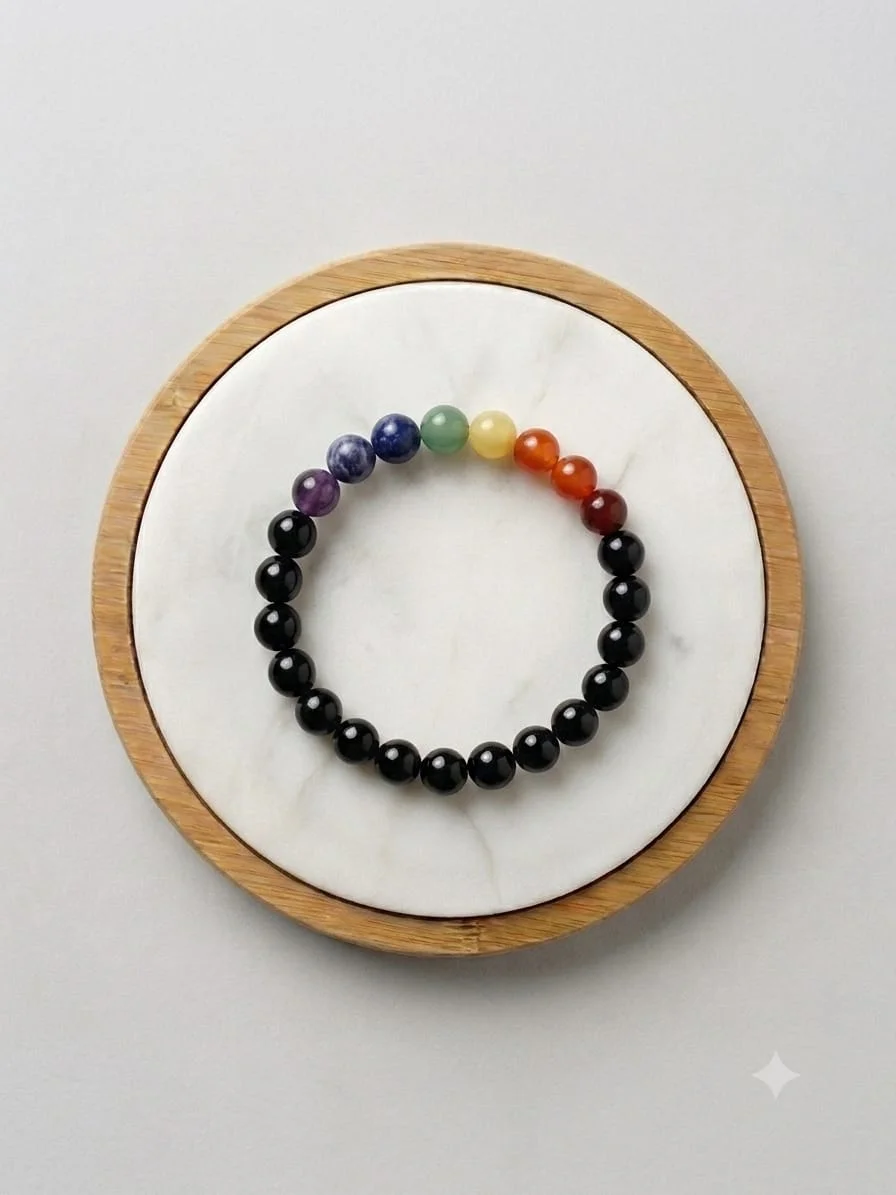 Seven Chakra with Black Obsidian Protection Bracelet